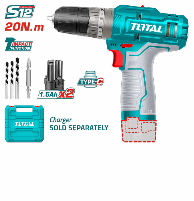 TIDLI12202_678x700 شنيور بطارية 12 فولت 2 بطارية دقاق - الصورة 1